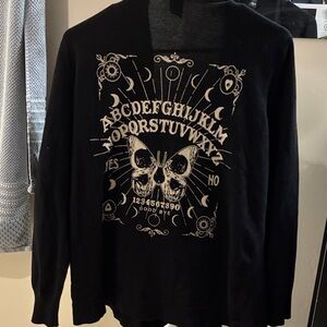 Hot Topic Ouji Board Black Open-Front Cardigan